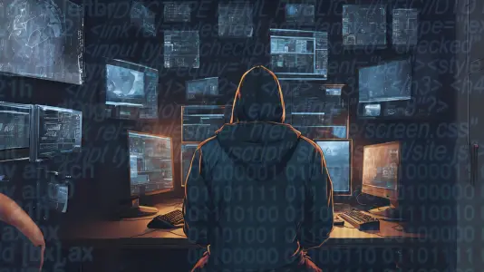 An animated image representing cybercrime like online scam