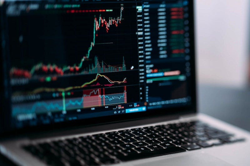 A device showing a chart for forex trading