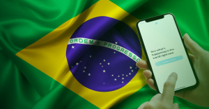 An image of a Brazilian flag and a smartphone displaying the X/Twitter interface to represent the X suspension in Brazil