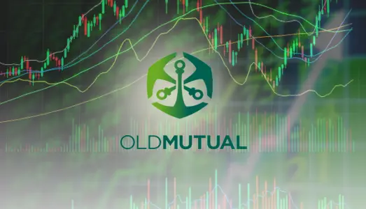 Photo of Old Mutual logo on top of Stock Market trends