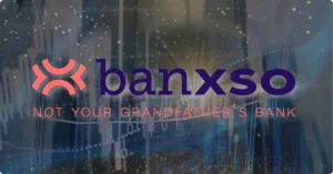 A logo of Banxso overlayed on online trading chart