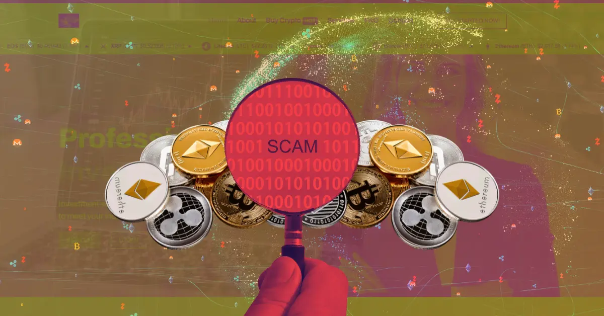 Image of SCAM on Magnifying Glass on top of EliteWealth Webpage