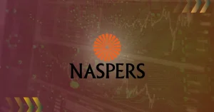 Image of Naspers Logo and Naspers Share Price in the background