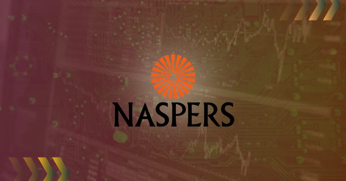 Image of Naspers Logo and Naspers Share Price in the background