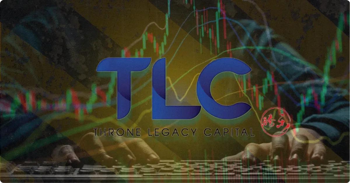 A logo of Throne Legacy Capital overlayed with elements that depicts online scam