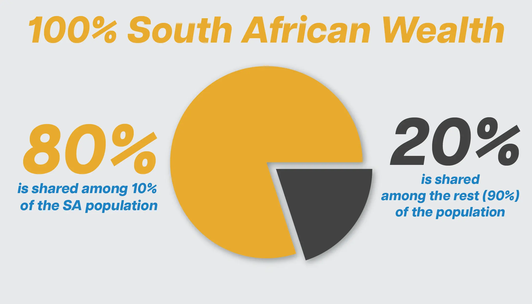 A pie chart showing the wealth inequality in South Africa