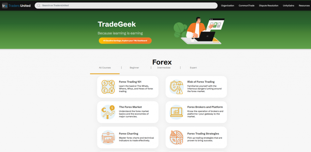 an image showing the TRU TradeGeek page 