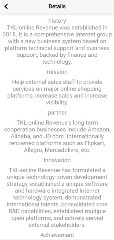 Screenshot from TKL Online Revenue website of alleged trading interface.