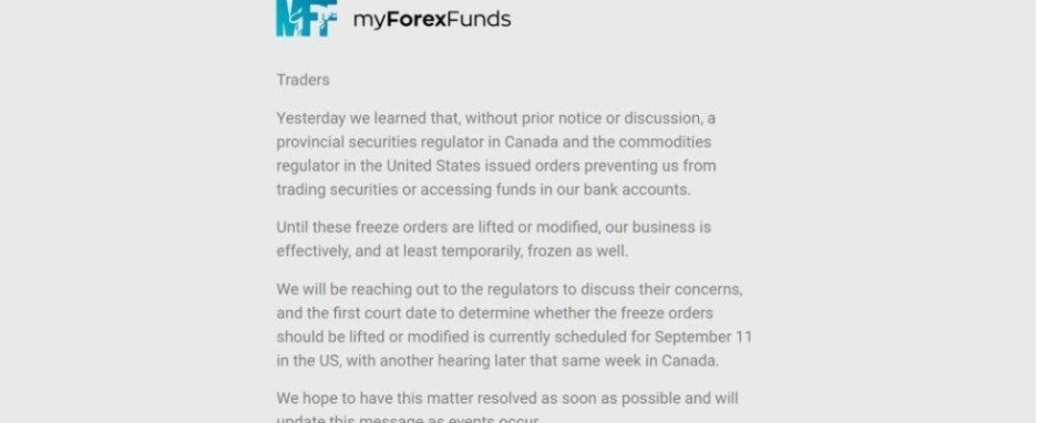 An image of My Forex Funds statement response from fraud allegations. 
