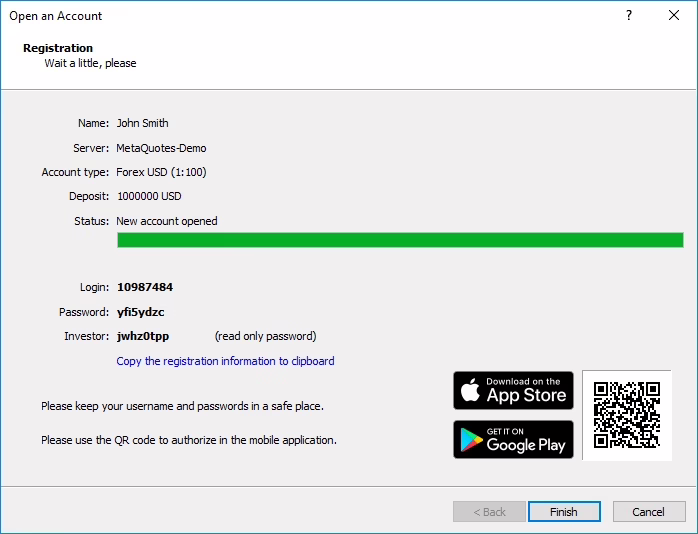 image of registration page when creating a live account on MetaTrader 5, from the official MetaTrader 5 website.